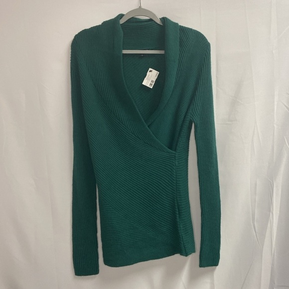 JESSIE LIU Faux Wrap Wool Blend Sweater Green Size Small NWT